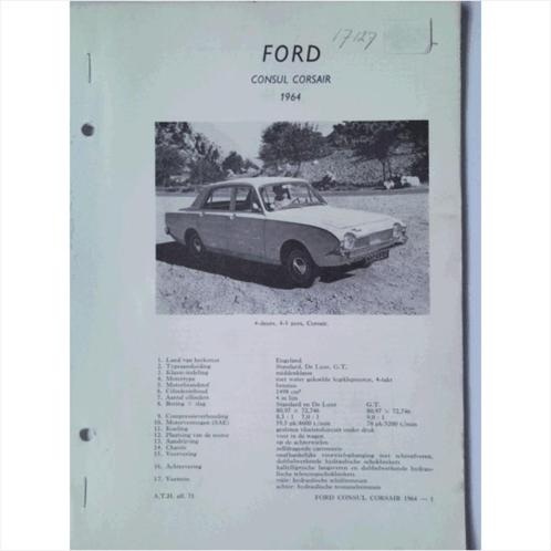 Ford Consul Corsair Vraagbaak losbladig 1964 #2 Nederlands, Boeken, Auto's | Boeken, Gelezen, Ford, Ophalen of Verzenden