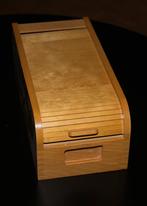 Drie retro houten kaartenbakken met rolluik, Huis en Inrichting, Kasten | Roldeurkasten en Archiefkasten, Ophalen, Minder dan 50 cm
