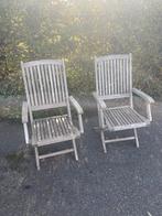 2 mooie teakstoelen met armleuning te koop, Enlèvement, Comme neuf
