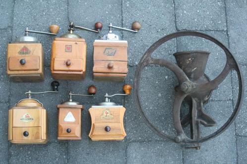 5 x antieke koffiemolens (gietijzer / hout), Antiek en Kunst, Antiek | Keukengerei, Ophalen of Verzenden