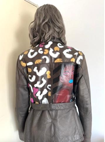 Gorgeous hand-painted vintage leather jacket (M/L) beschikbaar voor biedingen