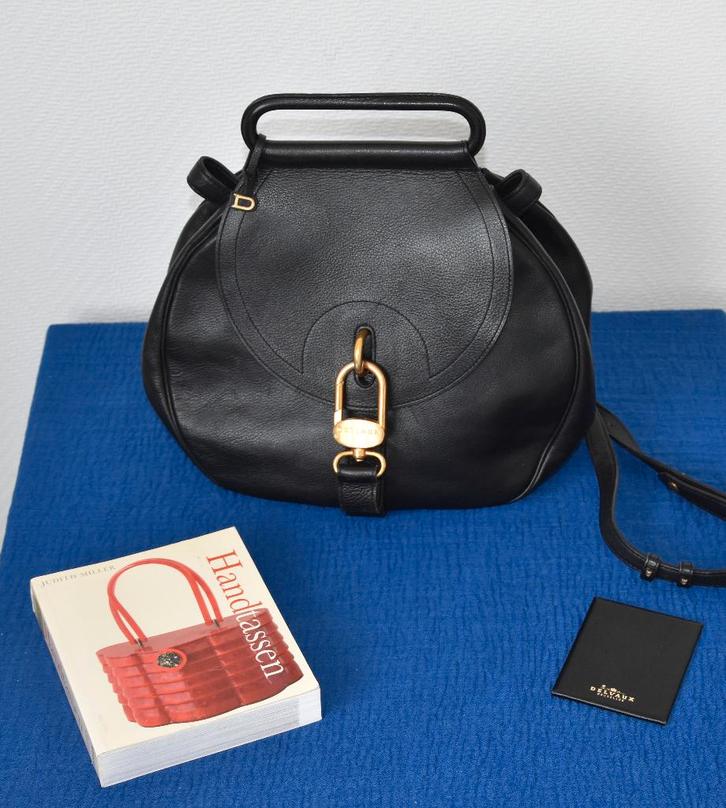 Delvaux Cerceau Vintage in zwart leer, Handtassen en Accessoires, Tassen | Damestassen, Gebruikt, Schoudertasje, Zwart, Ophalen of Verzenden
