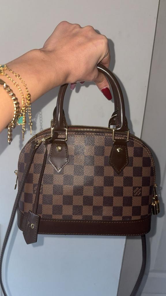 Alma damier, Handtassen en Accessoires, Tassen | Damestassen, Zo goed als nieuw, Avondtasje, Bruin, Ophalen of Verzenden