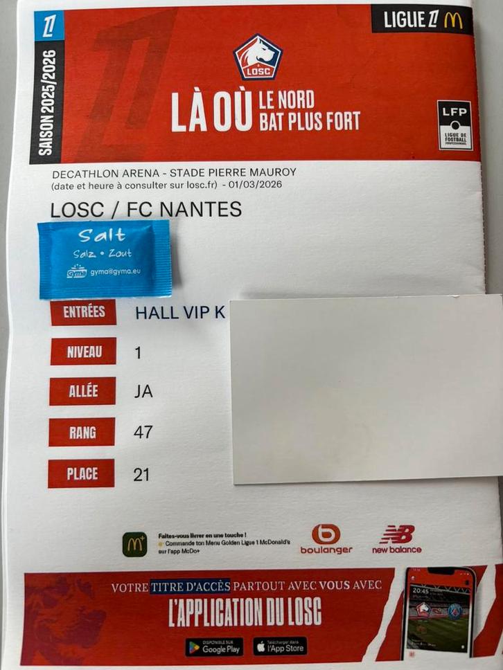 VIP-voetbaltickets voor Lille in het Pierre Mauroy-stadion, Tickets en Kaartjes, Sport | Voetbal, Maart