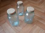 3 nieuwe glazen sier bewaar bokaals met kurken afsluiting, Huis en Inrichting, Ophalen of Verzenden, Nieuw