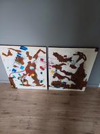 Hand geschilderd op doek 1.20 breed 80 hoog maal 2, Antiek en Kunst, Ophalen of Verzenden
