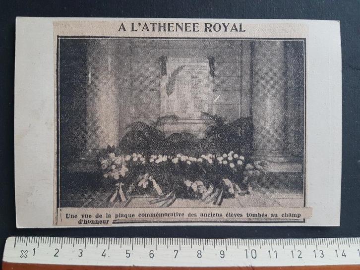 Coupure sur carte postale : L'Athenee Royal Liège Malmedy, Collections, Objets militaires | Général, Armée de terre, Envoi