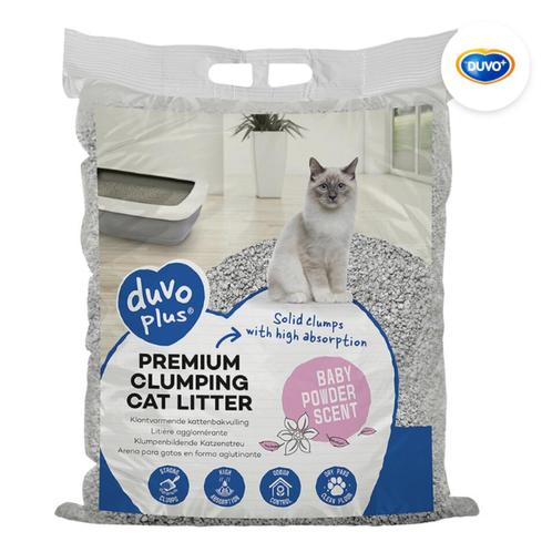 DUVO+ KATTENBAKVULLING PREMIUM BABY POWDER SCENT 12KG, Dieren en Toebehoren, Kattenbakken, Nieuw, Gesloten, Ophalen