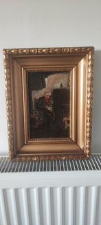 Peinture ancienne à l'huile sur bois : déjeuner, Enlèvement ou Envoi