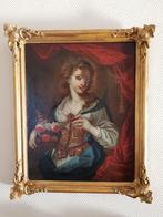 18e eeuwse Franse school"Jong meisje met bloemenmand”, Antiek en Kunst, Kunst | Schilderijen | Klassiek, Ophalen