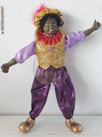 Authentieke etalage zwarte Piet pop - 32cm, paars/goud/rood, Verzenden