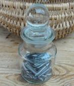 SALE Brocante glazen stop flesje met 111 inktpennetjes, Antiek en Kunst, Ophalen of Verzenden