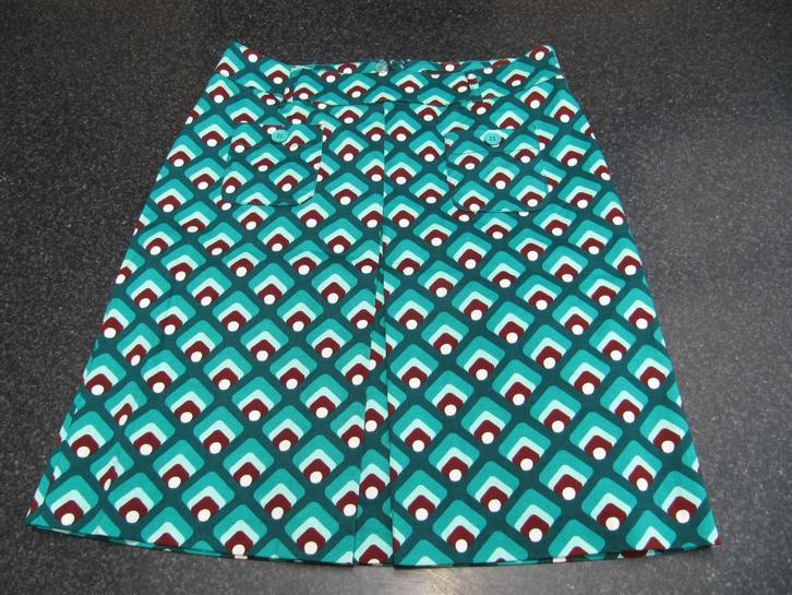 rok Sora by JBC 38, A- lijn print groen- turkoois , bruin, Kleding | Dames, Rokken, Gedragen, Maat 38/40 (M), Overige kleuren