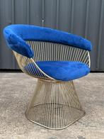 Metalen draadstoel met bekleding in fluweel, Huis en Inrichting, Ophalen, Modern design, 75 tot 100 cm, Zo goed als nieuw