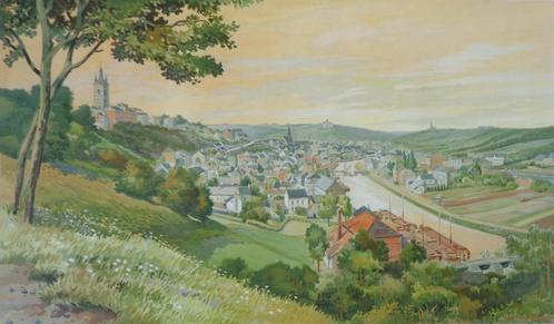 HENRY MEUNIER / SAMBRE ET MEUSE / CHROMOLITHO / 70x110cm, Antiek en Kunst, Kunst | Litho's en Zeefdrukken, Ophalen of Verzenden