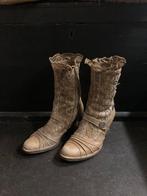 Khaki vintage laarsjes met kant maat 40, Ophalen of Verzenden, Gedragen