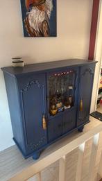 Blauwe eikenhouten vitrinekast, Ophalen, Zo goed als nieuw