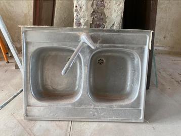 Evier inox double vasque, Gris, Moins de 25 cm, Moins de 100 cm, Enlèvement