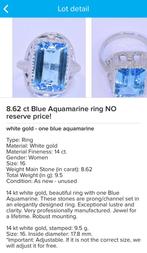 Goud Aquamarijn, Handtassen en Accessoires, Ringen, Nieuw, Goud, Blauw, Met edelsteen