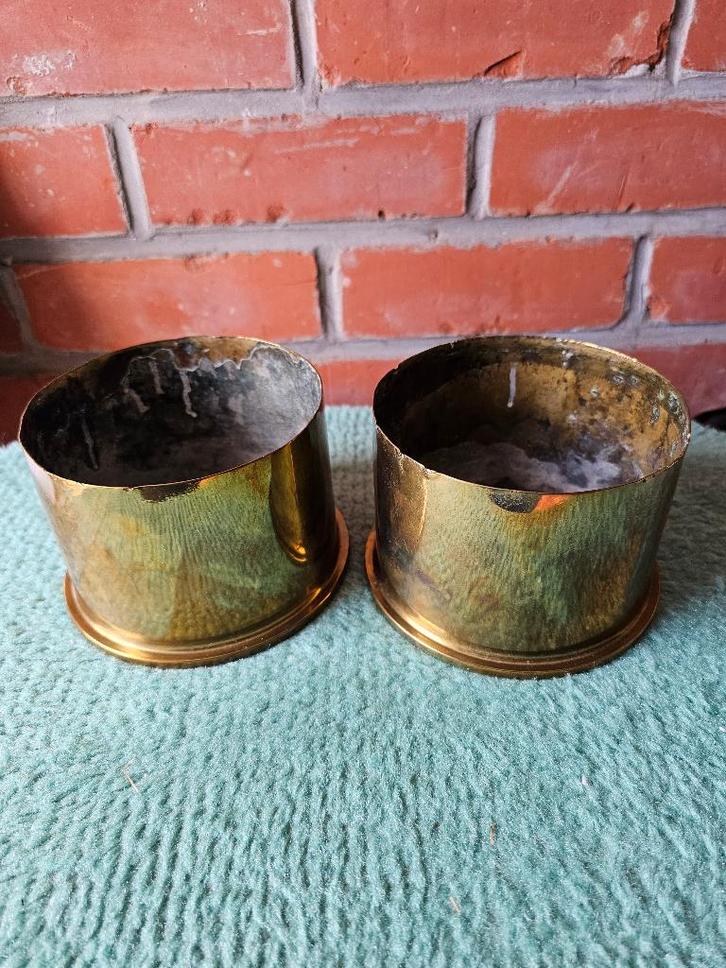 2 x korte obus 4,5"uit WO I + 2glazen bollen, Verzamelen, Militaria | Algemeen, Landmacht, Hulzen of Bodemvondsten, Ophalen