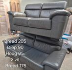 2 grijze lederen banken. Grote hoekzetel. Velours 2 en 3 zit, Huis en Inrichting, Ophalen, Hoekbank, Stof