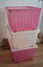 IKEA Vessla 3 opbergbakken met wielen, roze, Doe-het-zelf en Bouw, Kratten en Dozen, Ophalen, Gebruikt, Minder dan 50 cm, Minder dan 40 cm