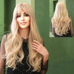 Pruik blond lang haar met slagen en pony, Envoi, Neuf