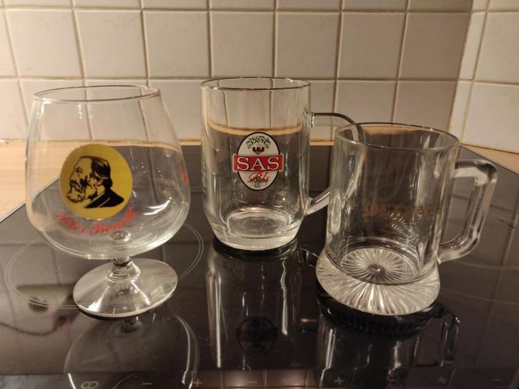 Set van 3 vintage glazen Brouwerij Leroy Boezinge, Verzamelen, Glas en Drinkglazen, Gebruikt, Bierglas, Ophalen