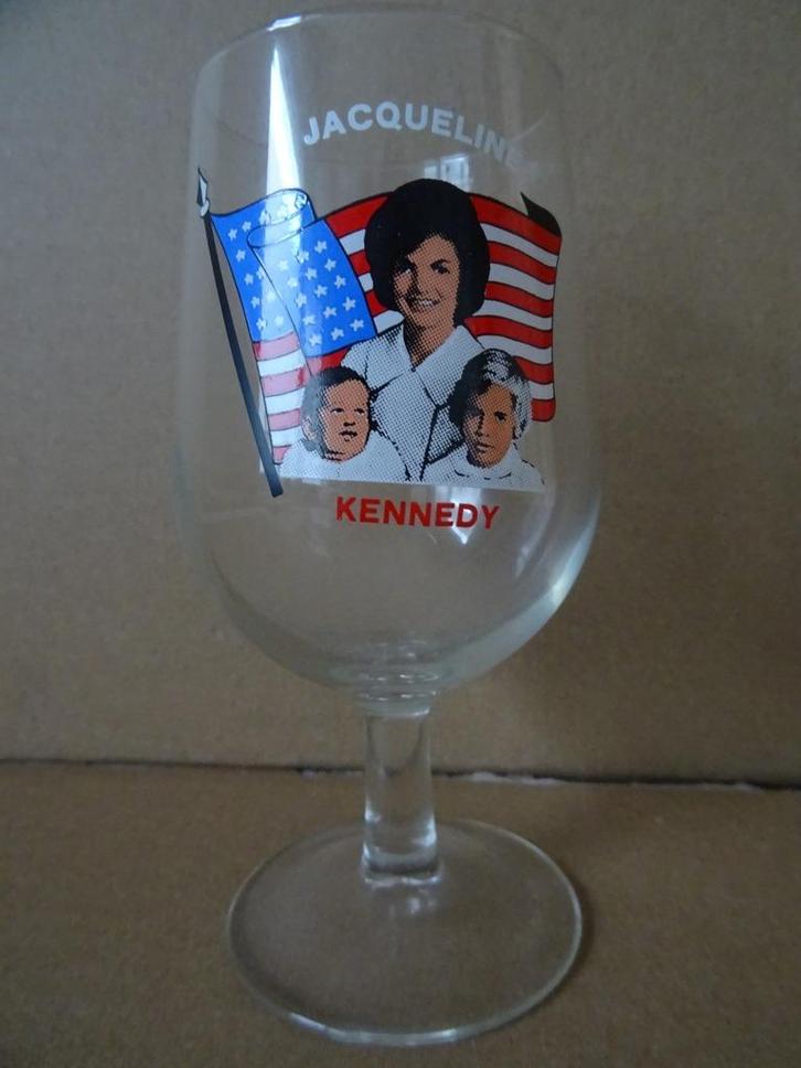 Vintage glas bierglas Jacqueline Kennedy collector's item, Verzamelen, Glas en Drinkglazen, Zo goed als nieuw, Bierglas, Ophalen of Verzenden