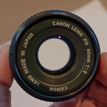 Zeldzame Canon 50mm 1:2 FD-vatting, gemaakt van de versies
