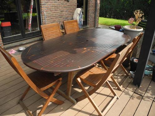 Grande table de jardin + chaises, Jardin & Terrasse, Accessoires mobilier de jardin, Utilisé, Enlèvement