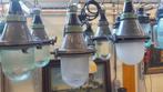 oude industriële bunkerlamp bully 20 euro, Huis en Inrichting, Lampen | Hanglampen, Ophalen of Verzenden, Zo goed als nieuw, Glas