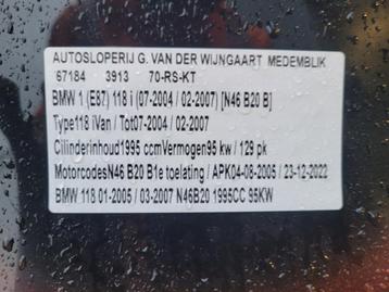 bmw 1 deur bumper achterlicht motorkap achterklep disponible aux enchères