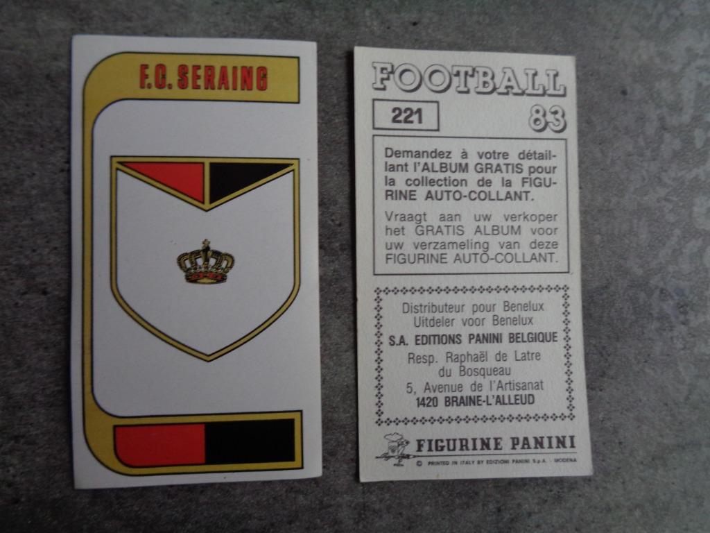 AUTOCOLLANT PANINI FOOTBALL 83 emblème SERAING F.O., Envoi, Neuf, Autocollant
