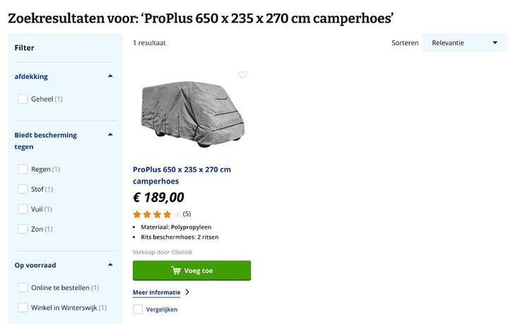 ProPlus 650 x 235 x 270 cm camperhoes, Caravans en Kamperen, Mobilhomes, Particulier, Ophalen