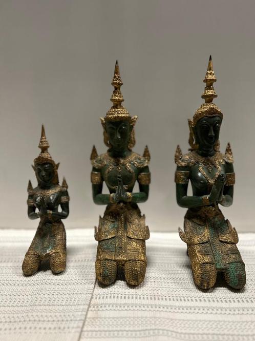 Ensemble de Trois Bronzes Artisanaux Thaïlandais - Famille P, Antiek en Kunst, Antiek | Brons en Koper, Brons, Ophalen of Verzenden