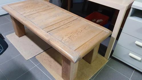 Massief eiken salontafel, zware uitvoering 140 x 60, Huis en Inrichting, Tafels | Salontafels, Minder dan 50 cm, 50 tot 100 cm