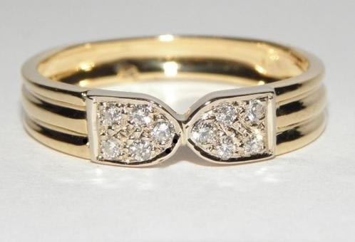18KT gouden ring gevat met Briljantjes, Handtassen en Accessoires, Ringen, Zo goed als nieuw, Dame, 17 tot 18, Goud, Met edelsteen