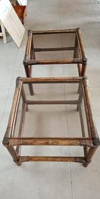 2 tables d'appoint en bambou foncé et verre marron fumé, Maison & Meubles, Tables | Tables d'appoint, Moins de 45 cm, Enlèvement