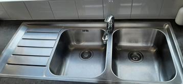 Dubbele wasbak met kraan, Enlèvement, Comme neuf