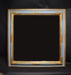 Miroir cadre patiné bleu et doré, Comme neuf, 75 à 100 cm, Bois, 75 cm ou plus