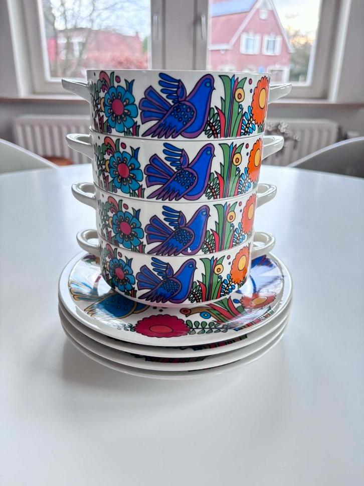 Villeroy & Boch Acapulco, soeptassen met ondertassen, Maison & Meubles, Cuisine | Vaisselle, Comme neuf, Tasse(s) et/ou soucoupe(s)