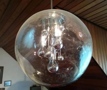vintage Doria Big Ball hanglamp / stang chrome