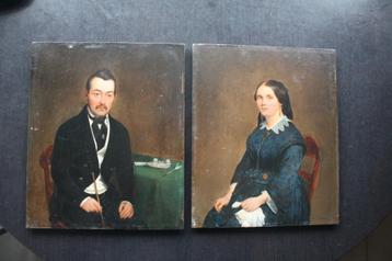 2 schilderijen op hout (1859/1959?)