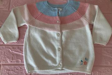 Gilet blanc en maille « C&A » pour fille taille bébé 74