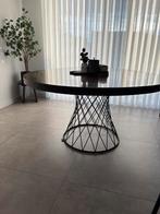 Ronde eettafel 140cm, massief walnoothout, Ophalen, 50 tot 75 cm, Rond, Zo goed als nieuw
