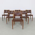 6x Leather Dining Chair model 80 by Niels Møller, 1960s, Gebruikt, Ophalen of Verzenden