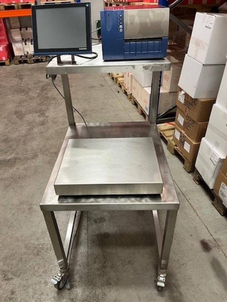 BIZERBA professionele weegschaal met labelprinter op kar, Elektronische apparatuur, Weegschalen, Zo goed als nieuw, Analoog, Overige typen