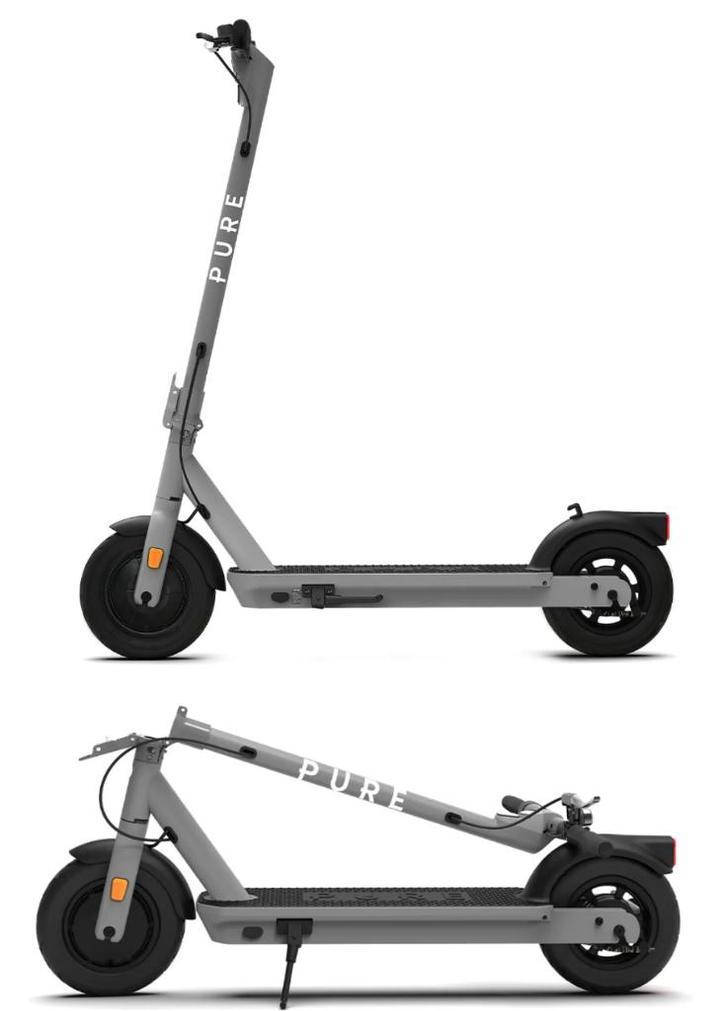 Luxe step "PURE AIR PRO" Grijs design, Fietsen en Brommers, Steps, Zo goed als nieuw, Elektrische step (E-scooter), Ophalen