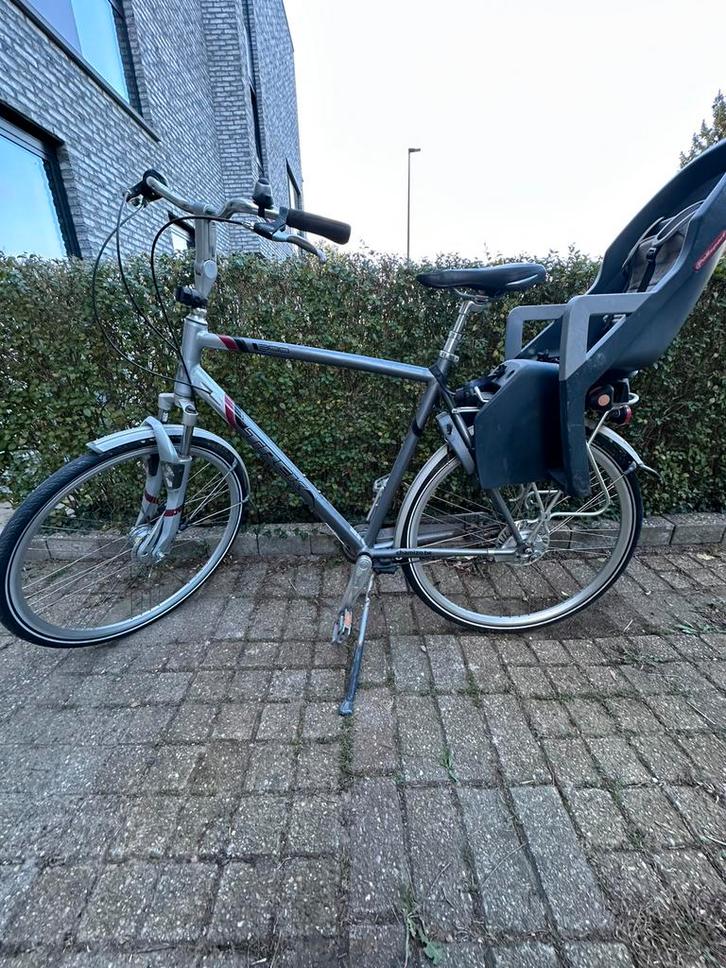 Trek Herenfiets – stevig, betrouwbaar + kinderstoeltje, Fietsen en Brommers, Fietsen | Heren | Herenfietsen, Gebruikt, Overige merken